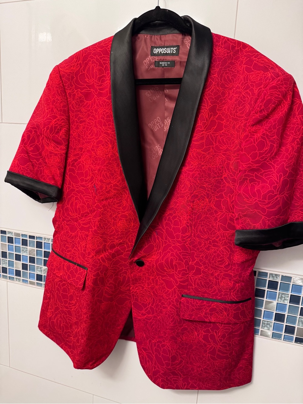 Opposuits Men's Red Floral Peak-Lapel Blazer